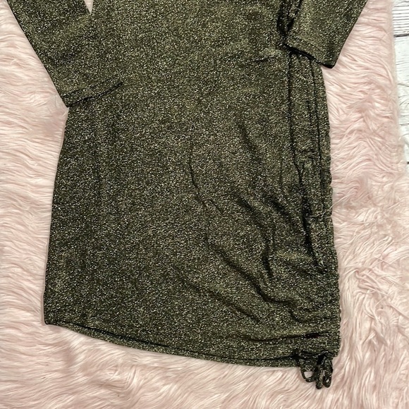 NWT n:philanthropy DEMETRA Ruched Side Mini DRESS Gold Shimmer - Picture 4 of 11